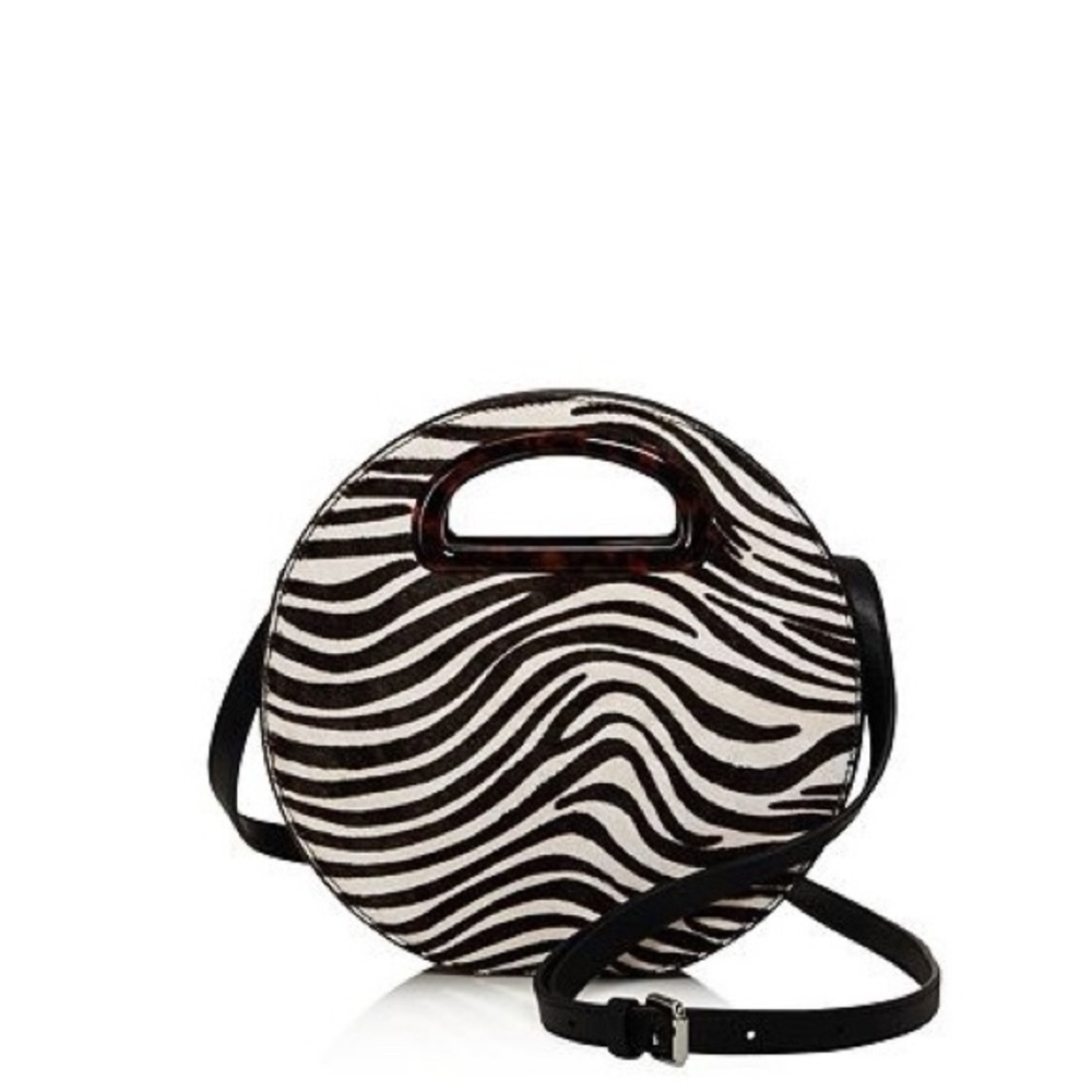 Indy Zebra-print Calf Hair Shoulder Bag In Ivory - Picture 5 of 8